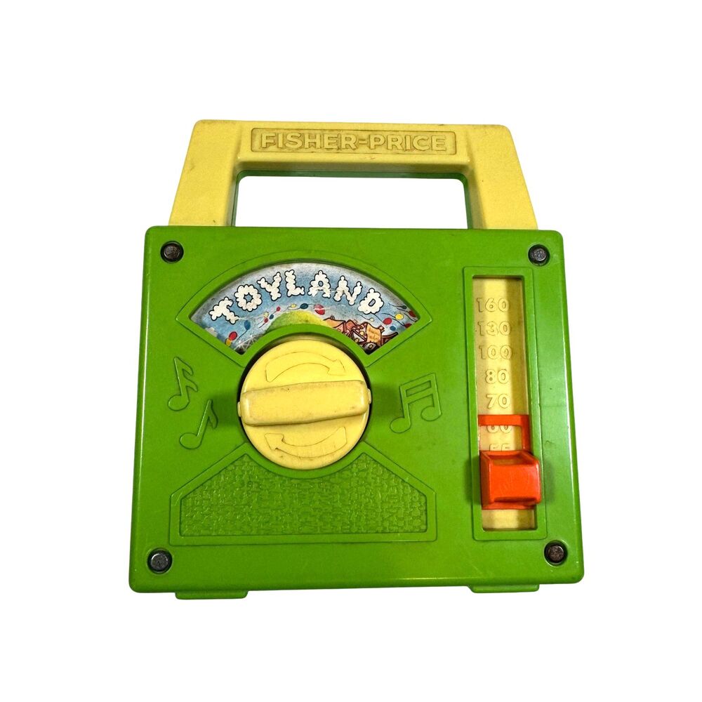 Fisher Price Vintage Disney 1983 Wind Up Music Radio Toyland Kids Toy Green Cute